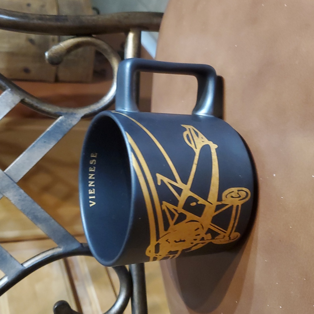 Starbucks Bi-plane Viennese Black Gold Mug Aero 2016 14oz Coffee Mug Tea